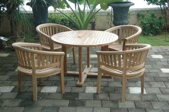 Teak Table and 4 Chairs - Tosca (Table) & Curve (Chairs) - Teak HQ™