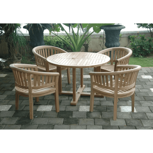 Teak Table and 4 Chairs - Tosca (Table) & Curve (Chairs) - Teak HQ™