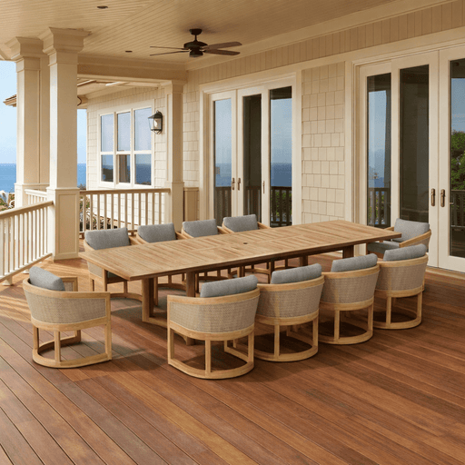 Teak Table and Chairs Set - Catania Table w/ 10 Chairs - Teak HQ™