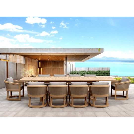 Teak Table and Chairs Set - Catania Table w/ 10 Chairs - Teak HQ™