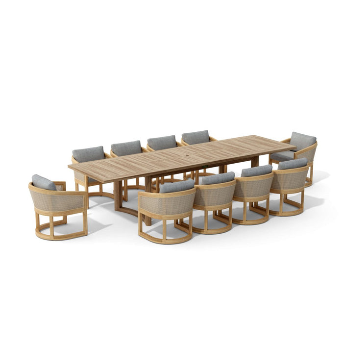 Teak Table and Chairs Set - Catania Table w/ 10 Chairs - Teak HQ™