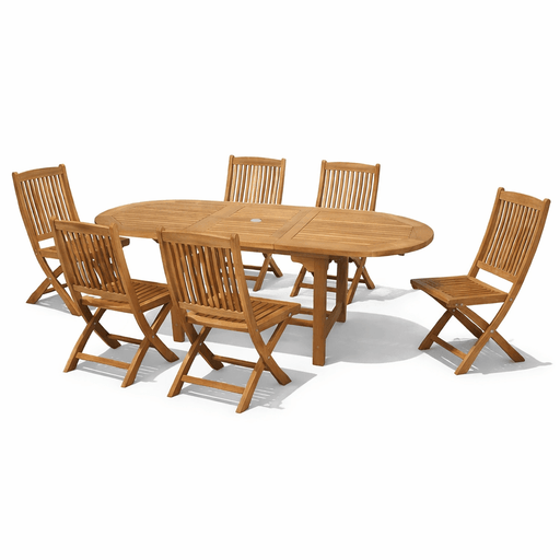 Teak Table and Folding Chairs - Family (Table) & Sailor (6 Chairs) - Teak HQ™