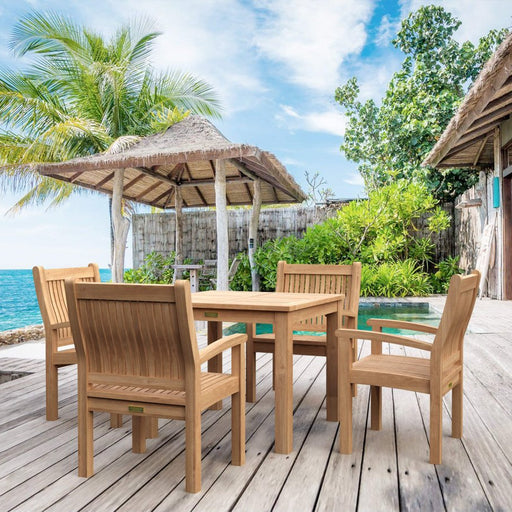 Teak Wood Bistro Set - Bahama (Table) & Sahara (4 Chairs) - Teak HQ™