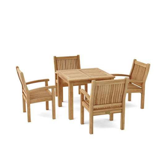 Teak Wood Bistro Set - Bahama (Table) & Sahara (4 Chairs) - Teak HQ™