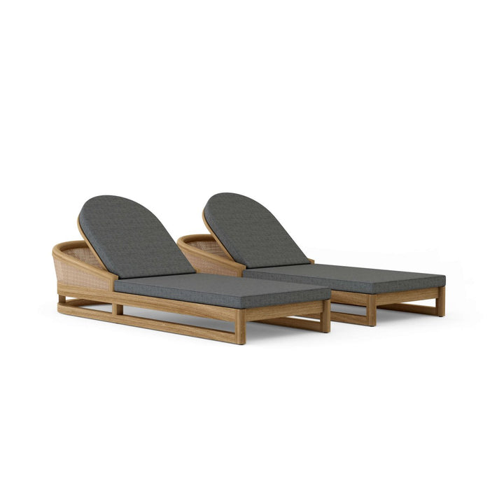 Teak Wood Chaise Lounge Chairs - Catania 2 - Lounger Set - Teak HQ™