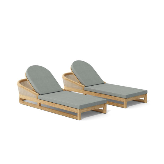 Teak Wood Chaise Lounge Chairs - Catania 2 - Lounger Set - Teak HQ™