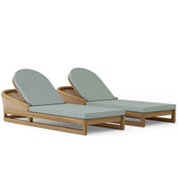 Teak Wood Chaise Lounge Chairs - Catania 2-Lounger Set