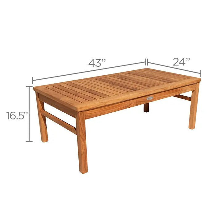 Teak Wood Coffee Table (43" Long Rectangle) - Miami - Teak HQ™