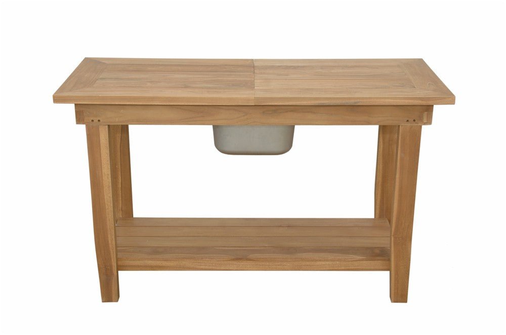 Teak Wood Console Table With Ice Box (48" Long Rectangle) - Nautilus - Teak HQ™