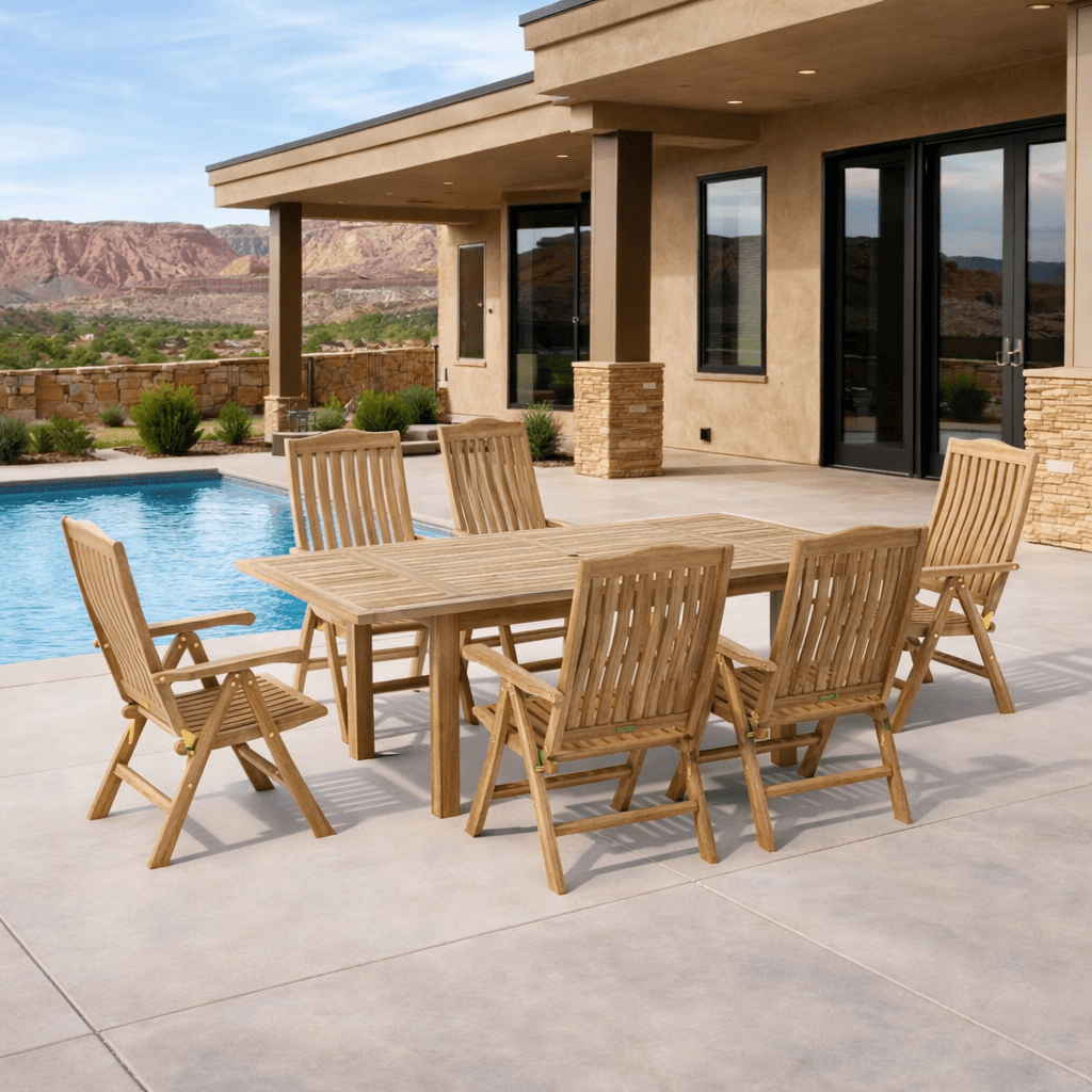 Teak Wood Dining Table + 6 Chairs - Bahama (Table) & Katana (Chairs) - Teak HQ™