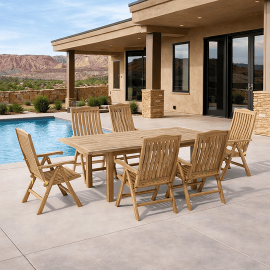 Teak Wood Dining Table + 6 Chairs - Bahama (Table) & Katana (Chairs) - Teak HQ™