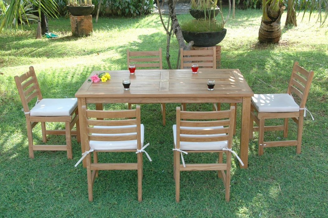 Teak Wood Dining Table and Chairs - Montage (Table) & Windham (6 Chairs) - Teak HQ™