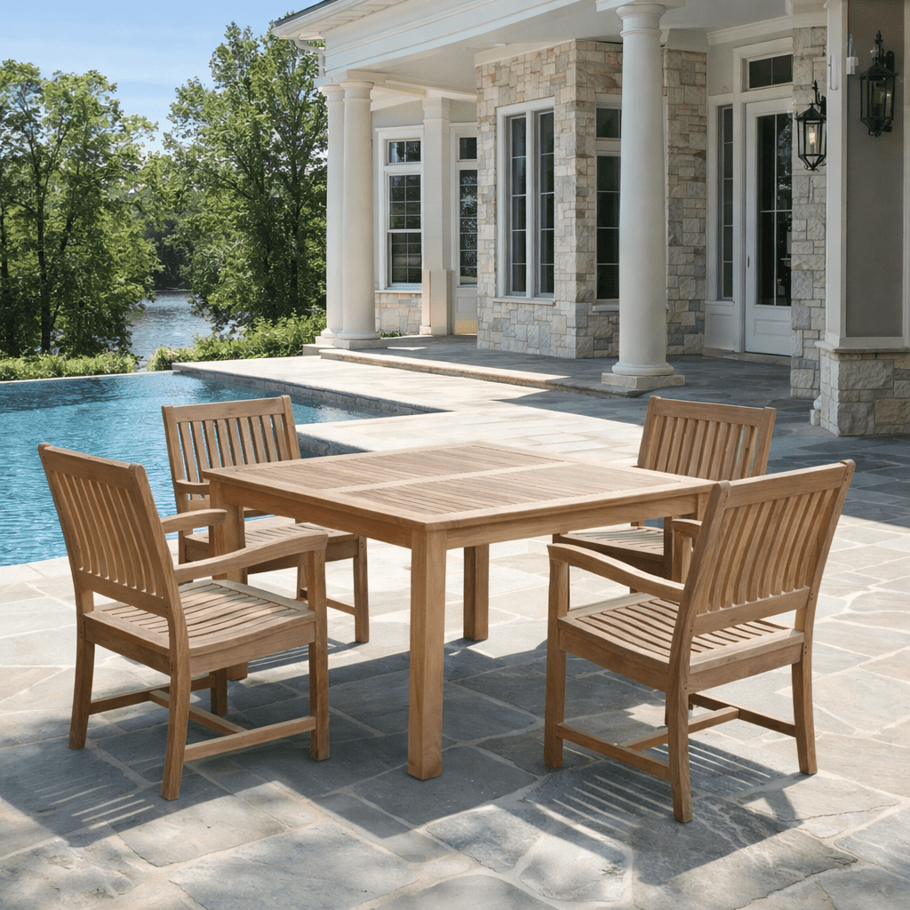 Teak Wood Dining Table Set - Windsor (Table) & Rialto (4 Chairs) - Teak HQ™