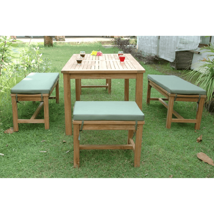 Teak Wood Dining Table With 4 Benches - Montage (Table) & Madison (Benches) - Teak HQ™