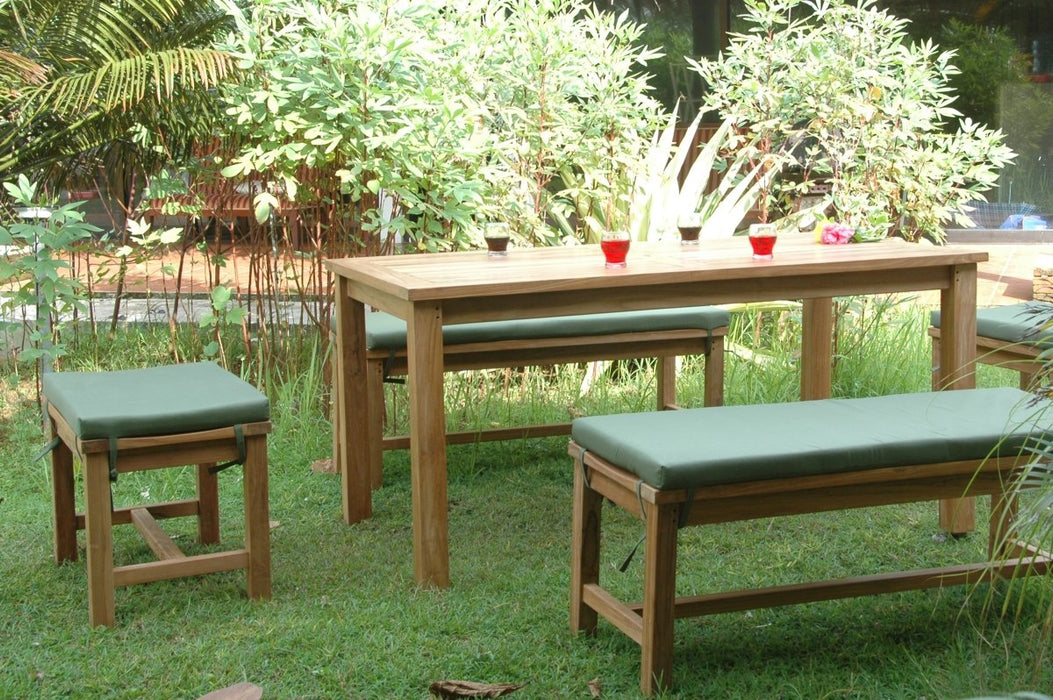 Teak Wood Dining Table With 4 Benches - Montage (Table) & Madison (Benches) - Teak HQ™