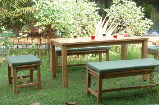 Teak Wood Dining Table With 4 Benches - Montage (Table) & Madison (Benches) - Teak HQ™