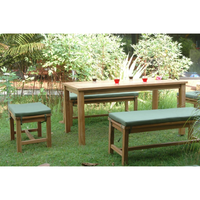 Teak Wood Dining Table With 4 Benches - Montage (Table) & Madison (Benches)