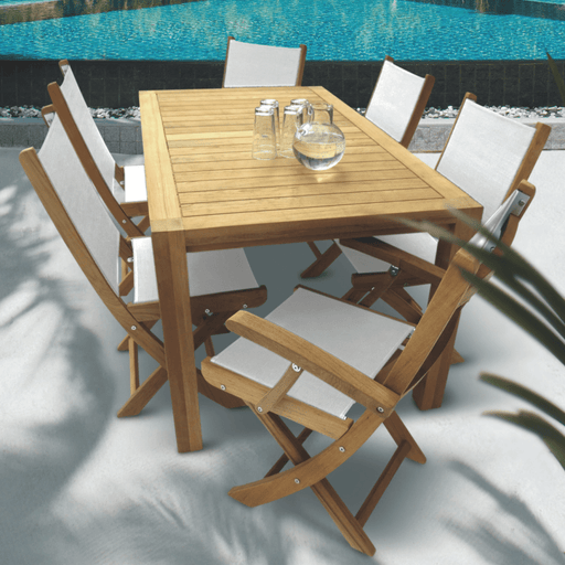 Teak Wood Dining Table With 6 Chairs - Comfort (Table) & Sailmate (Chairs) - Teak HQ™