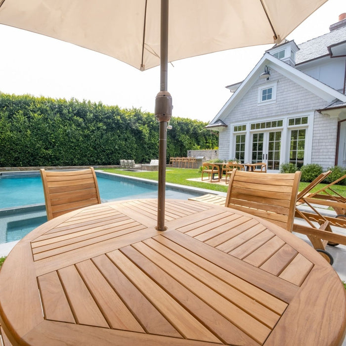 Teak Wood Foldable Outdoor Dining Table (47" Round) - Portico - Teak HQ™