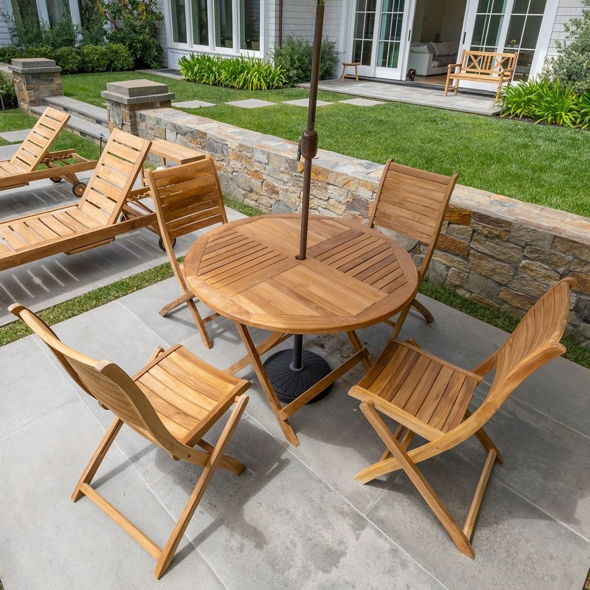 Teak Wood Foldable Outdoor Dining Table (47" Round) - Portico - Teak HQ™