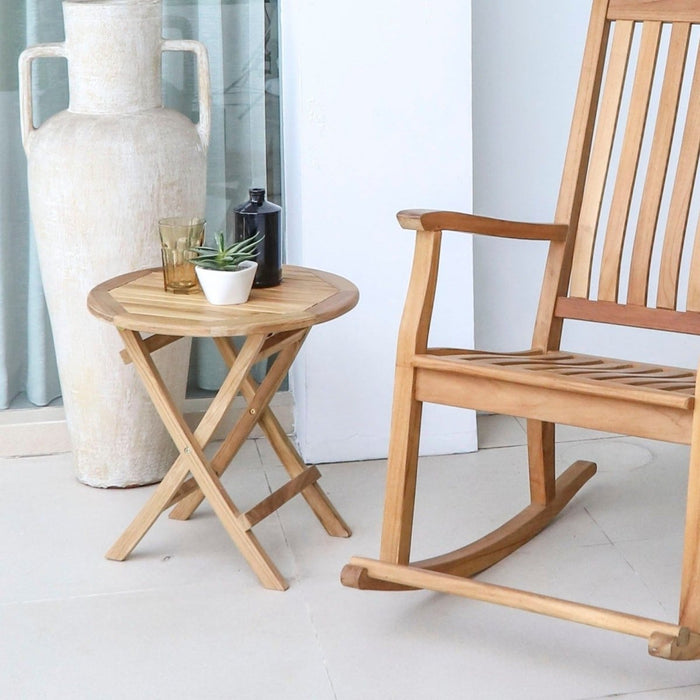 Teak Wood Folding Side Table (20" Round) - Portico - Teak HQ™