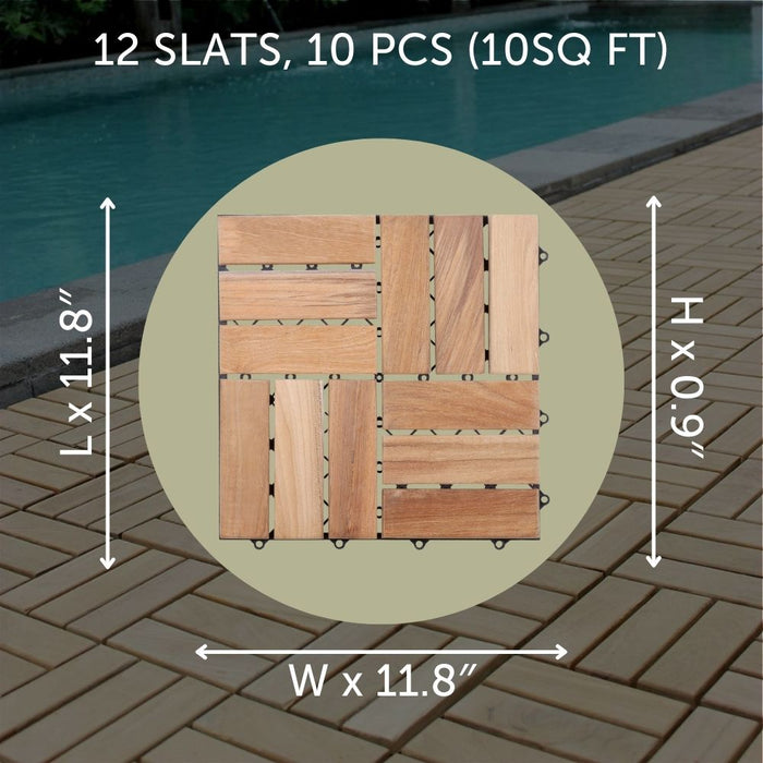 Teak Wood Interlocking Tiles (10 Sq Ft) - Terracea - Teak HQ™