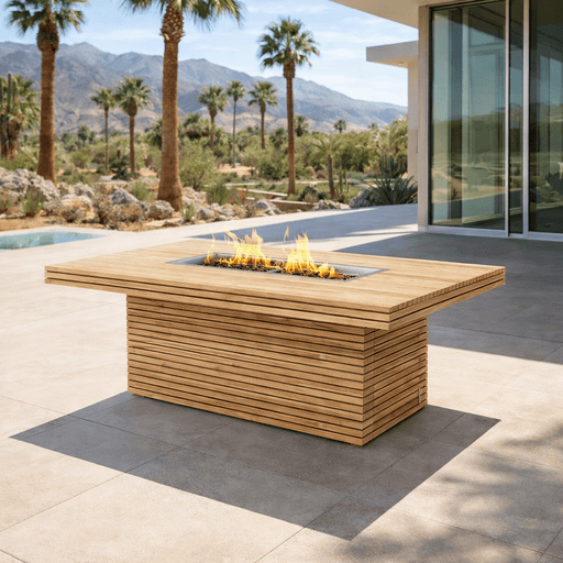Teak Wood LP Fire Pit Table (72" Long Rectangle) - Toledo - Teak HQ™