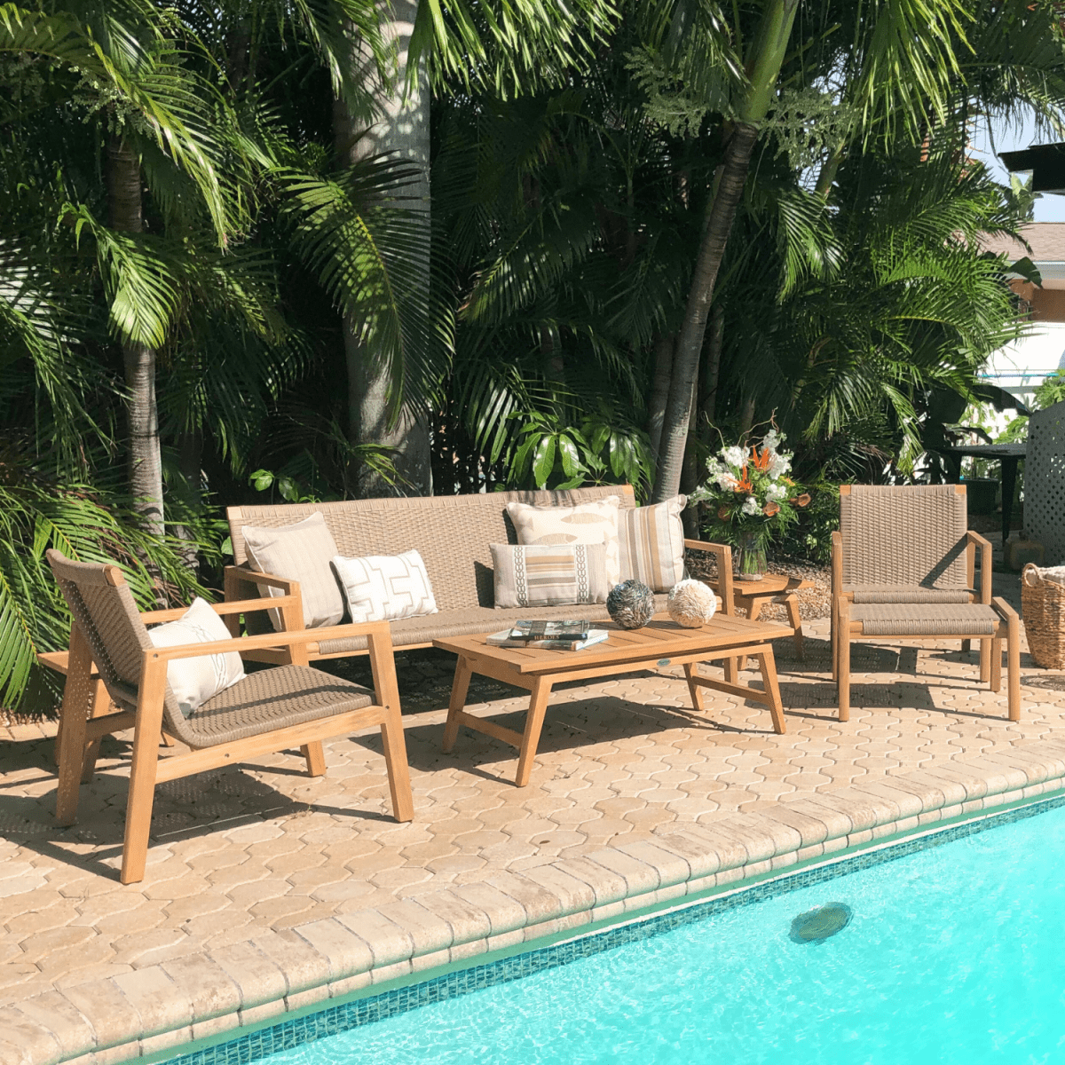 premium teak outdoor furniture for a Chesapeake Bay waterfront patio