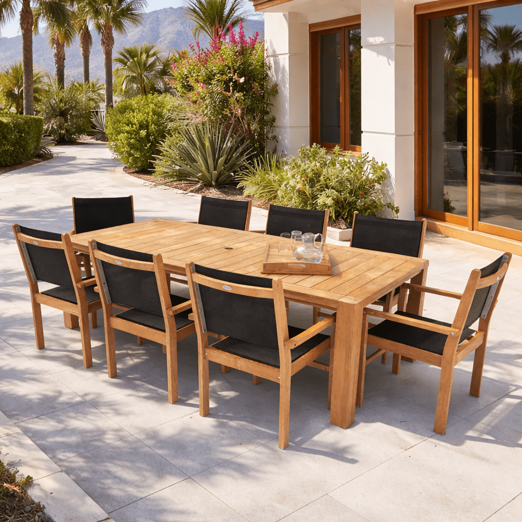 Teak Wood Outdoor Dining Set - Comfort (Table) & Captiva (8 Chairs) - Teak HQ™