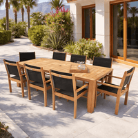 Teak Wood Outdoor Dining Set - Comfort (Table) & Captiva (8 Chairs)