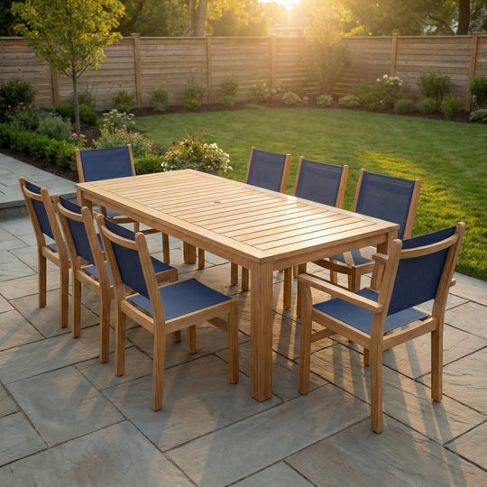 Teak Wood Outdoor Dining Set - Comfort (Table) & Captiva (8 Chairs) - Teak HQ™