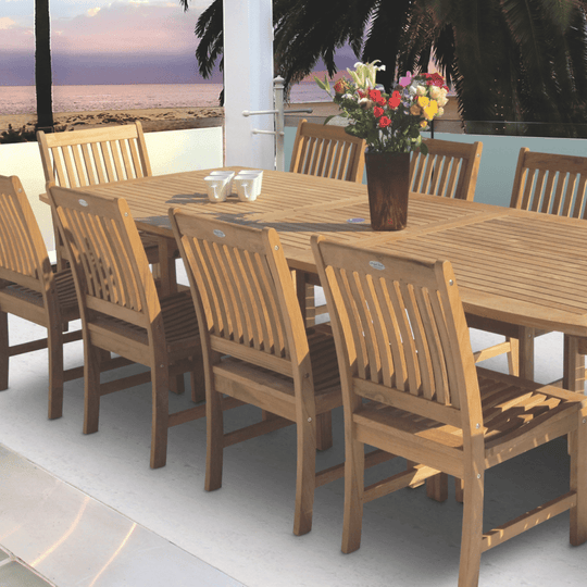Teak Wood Patio Set - Family (Table) & Compass (10 Chairs) - Teak HQ™