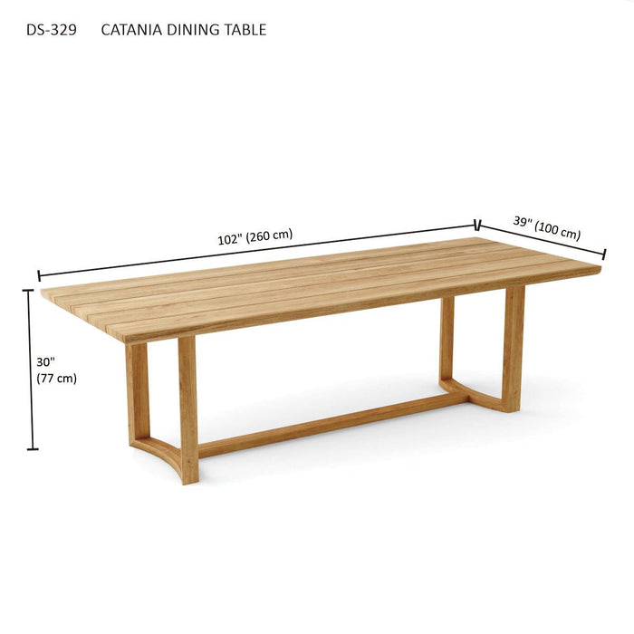 Teak Wood Patio Table (102" Long Rectangle) - Catania - Teak HQ™