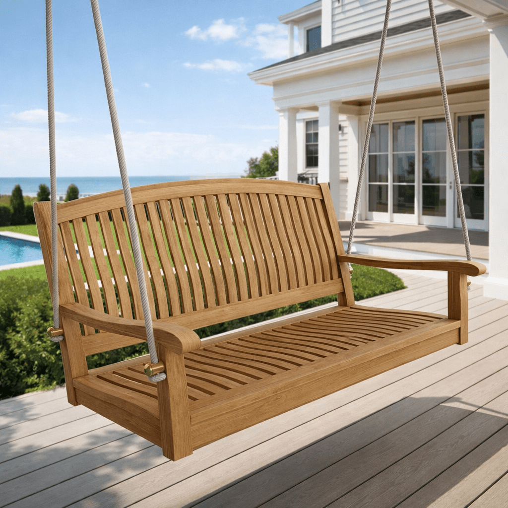 Teak Wood Porch Swing - Del - Amo (48" Curved) - Teak HQ™