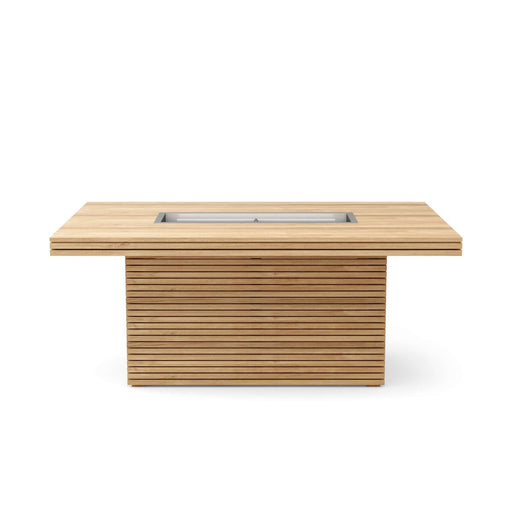 Teak Wood Propane Fire Pit Table (72" Long Rectangle) - Louvre - Teak HQ™