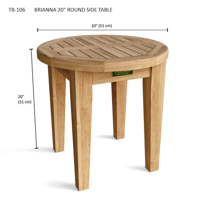 Teak Wood Side Table (20" Round) - Brianna - Teak HQ™