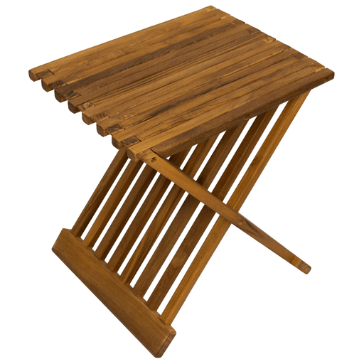 Teak Wood Slatted Stool or Side Table (Foldable) - Kora - Teak HQ™