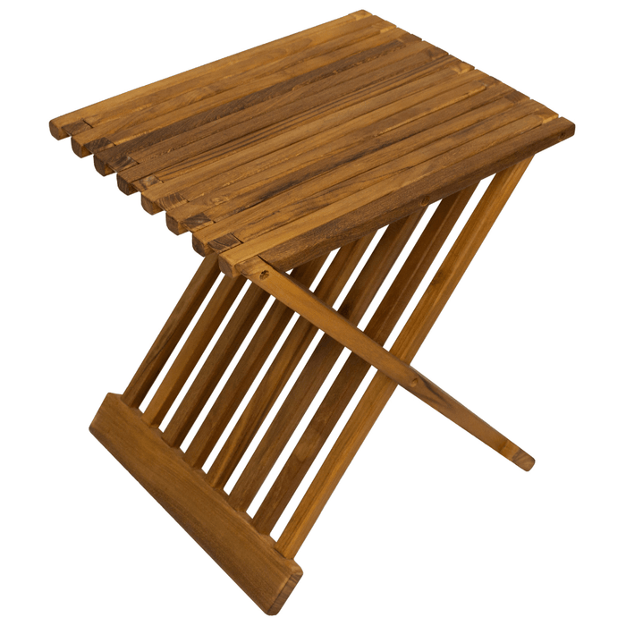 Teak Wood Slatted Stool or Side Table (Foldable) - Kora - Teak HQ™