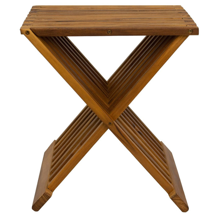 Teak Wood Slatted Stool or Side Table (Foldable) - Kora - Teak HQ™