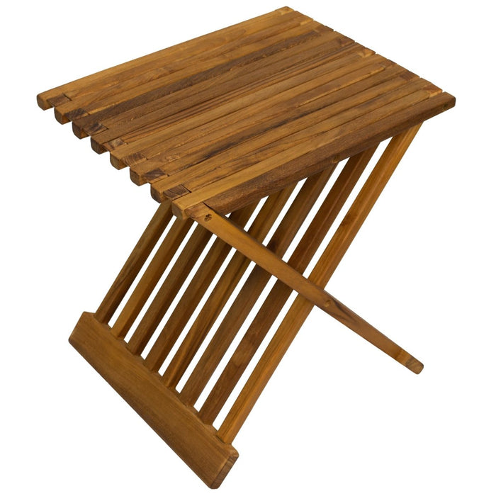 Teak Wood Slatted Stool or Side Table (Foldable) - Kora - Teak HQ™