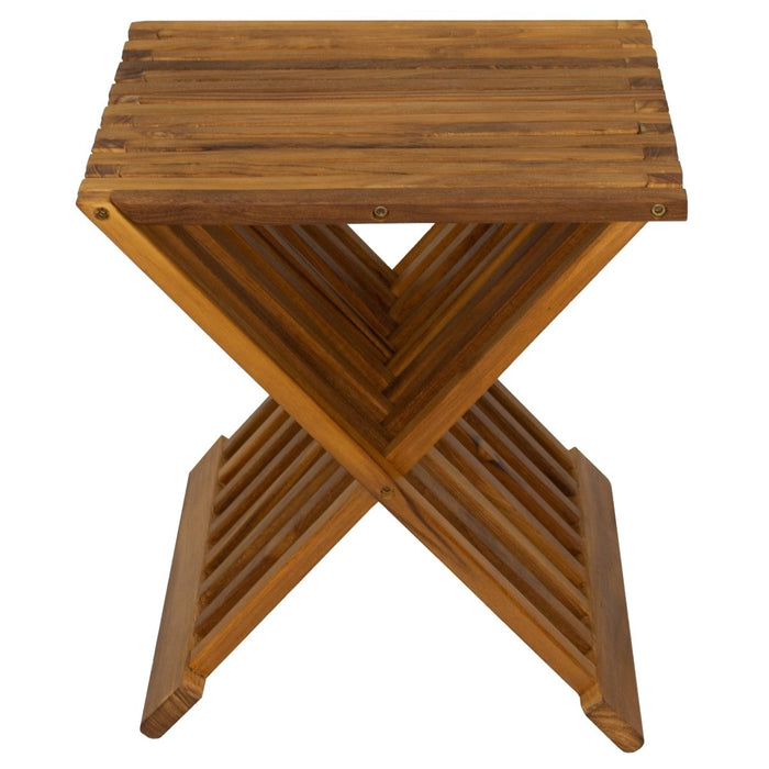 Teak Wood Slatted Stool or Side Table (Foldable) - Kora - Teak HQ™