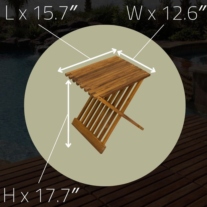 Teak Wood Slatted Stool or Side Table (Foldable) - Kora - Teak HQ™