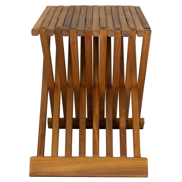 Teak Wood Slatted Stool or Side Table (Foldable) - Kora - Teak HQ™