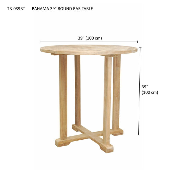 Round Teak Bar Table (39" Diameter) - Bahama