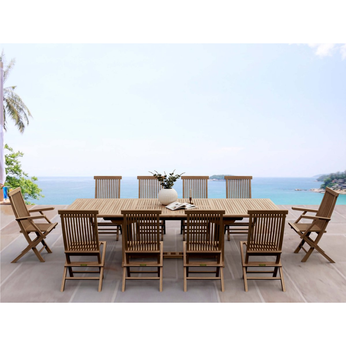 Teak Patio Dining Table and Chairs - Valencia (Table) & Classic (10 Chairs)