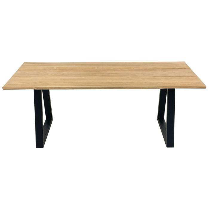 Wide - Slat Teak Dining Table With Metal Base (79" Long Rectangle) - Solara - Teak HQ™