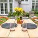 Wide - Slat Teak Dining Table With Metal Base (79" Long Rectangle) - Solara - Teak HQ™