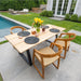 Wide - Slat Teak Dining Table With Metal Base (79" Long Rectangle) - Solara - Teak HQ™