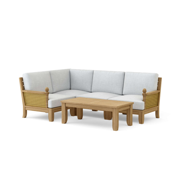 Teak Garden Furniture - Luxe 5-Piece Sectional Set