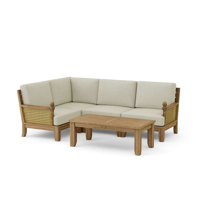 Teak Garden Furniture - Luxe 5-Piece Sectional Set